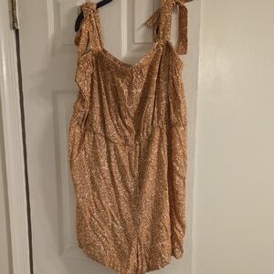 Eloquii Peach/pink Patterned Jumpsuit With matching Detached Skirt